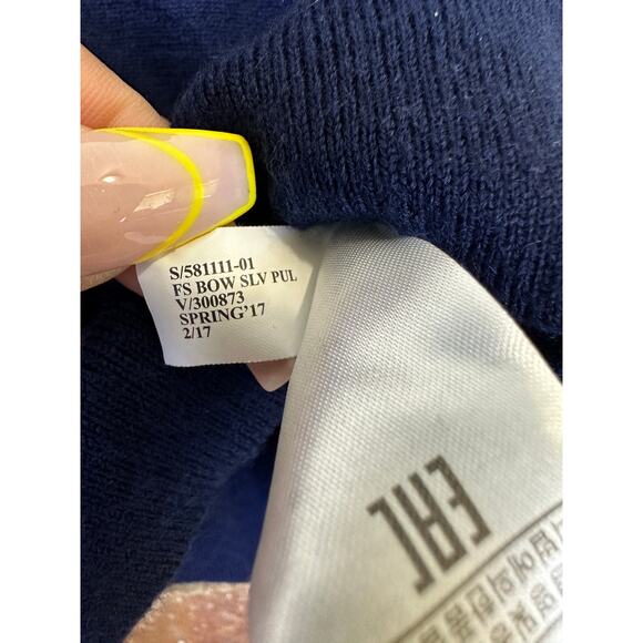 Banana Republic Womens 100% Merino Wool Tie Up Cut Out Sleeve Blue Sweater Small - Picture 4 of 7